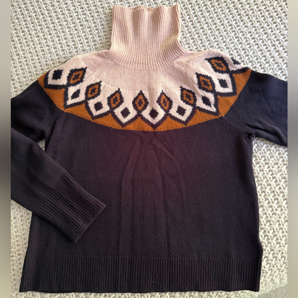J. Crew Women's Turtleneck Sweater - Black, Cream, and Tan